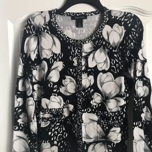 WHBM Floral/Animal Print Cardigan Sweater